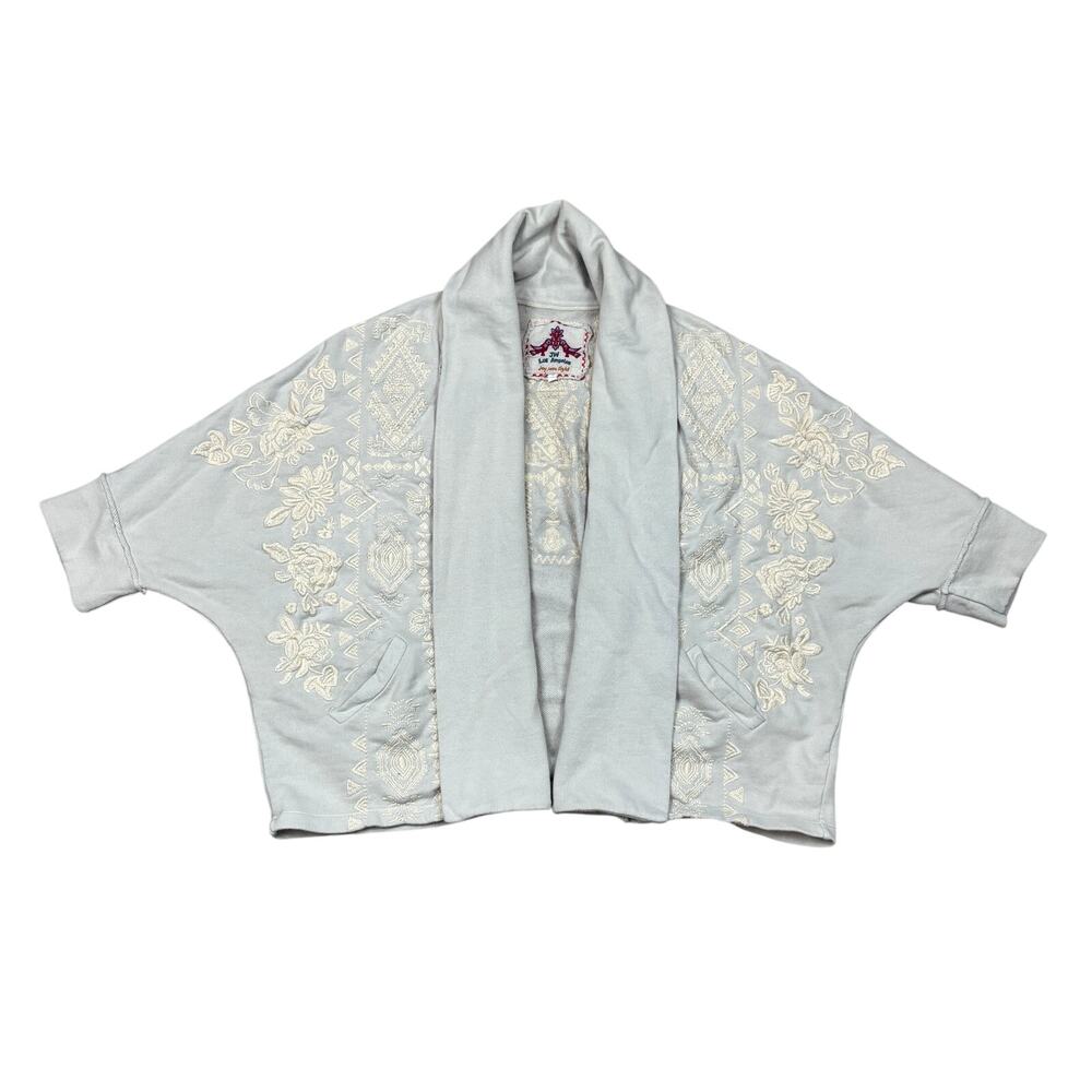 Johnny Was Embroidered Open Cardigan Kimono Sweater Women's Small Boho Indie